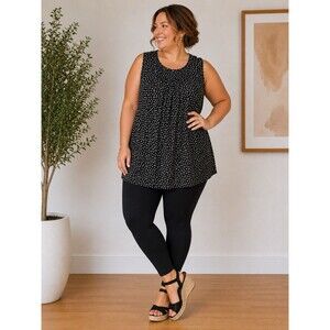 Style & Co Women’s Size 16 Black White Sleeveless Star Tank Top Blouse